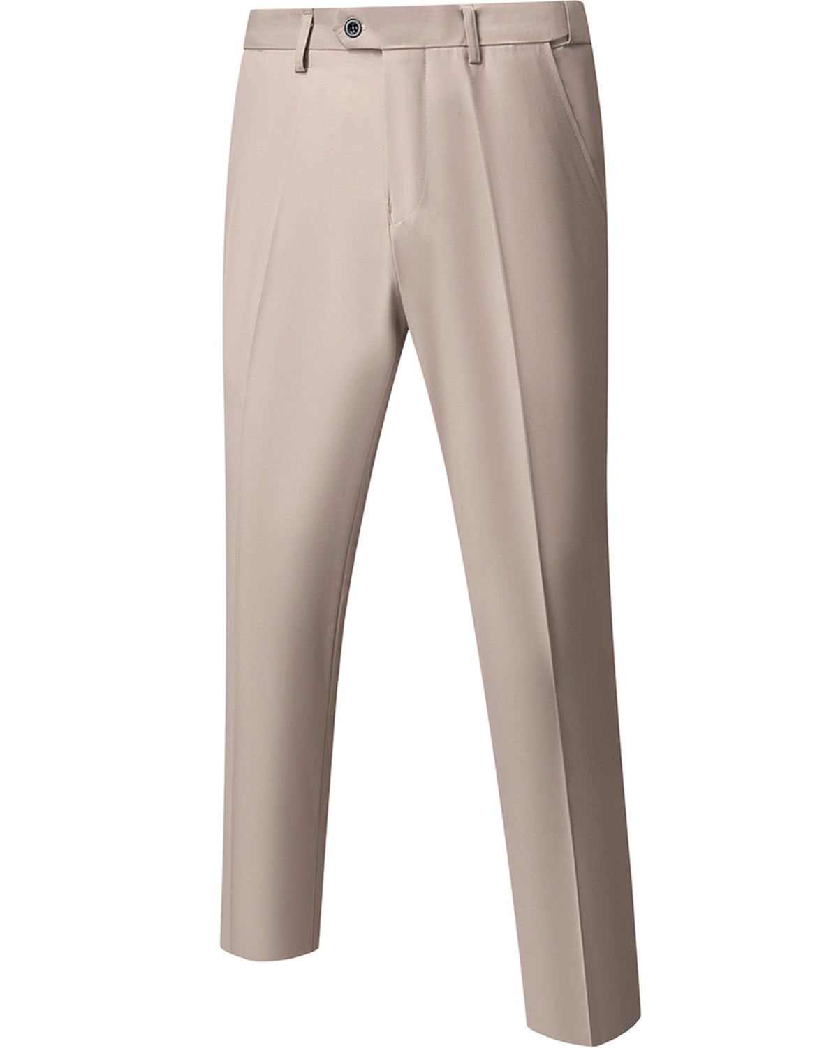 two-button suit jacket with a matching vest and pants