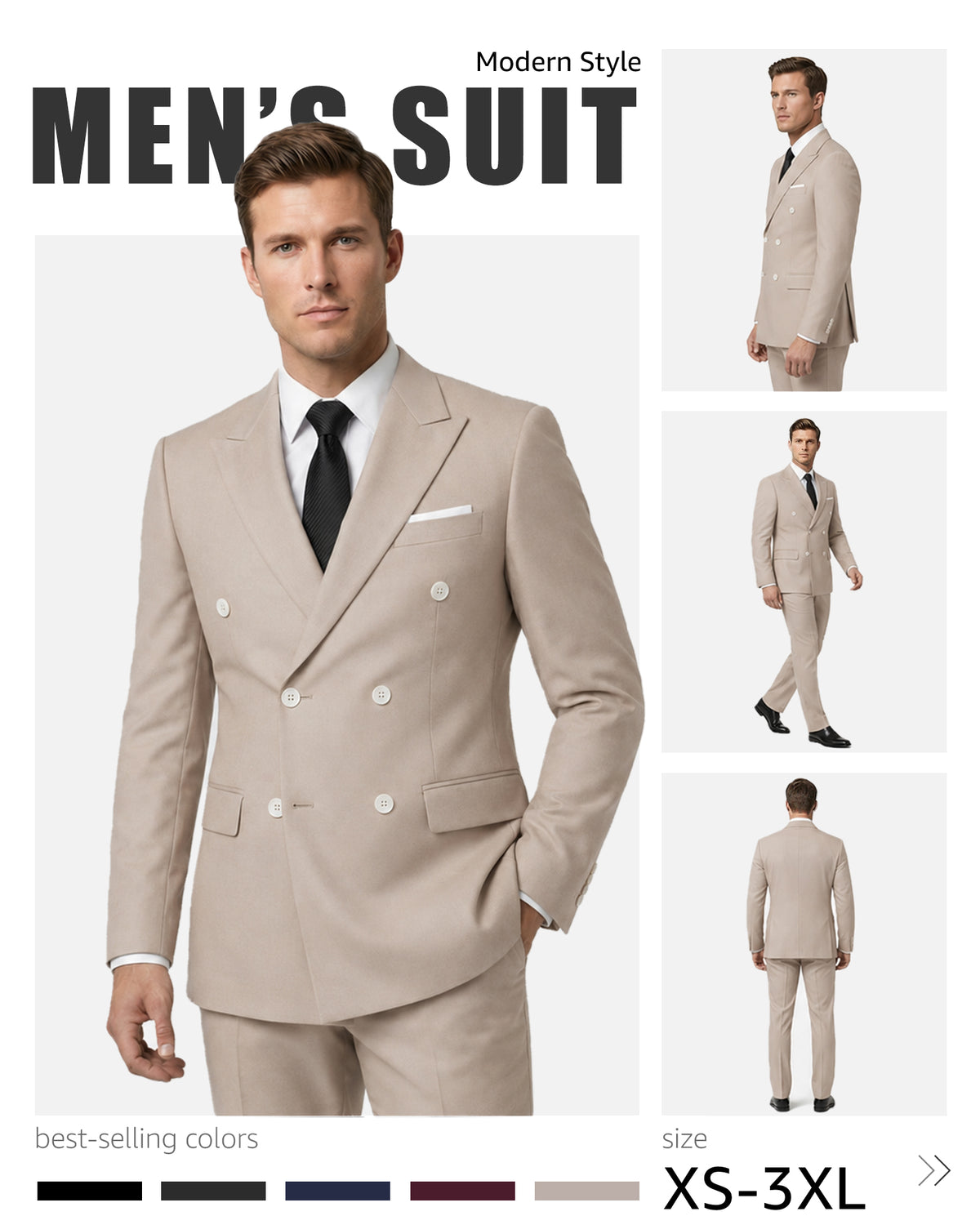 double-breasted suit jacket paired with a pair of pants