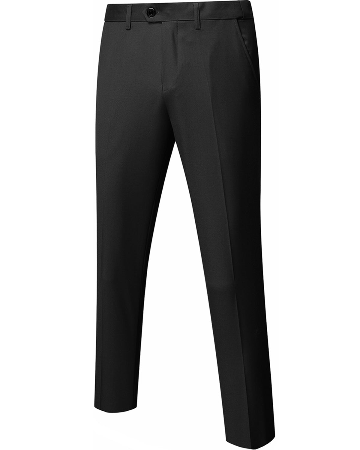 two-button suit jacket with a matching vest and pants