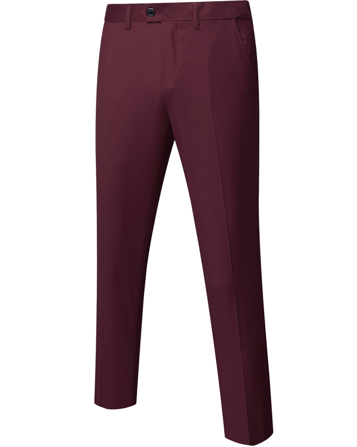 two-button suit jacket with a matching vest and pants