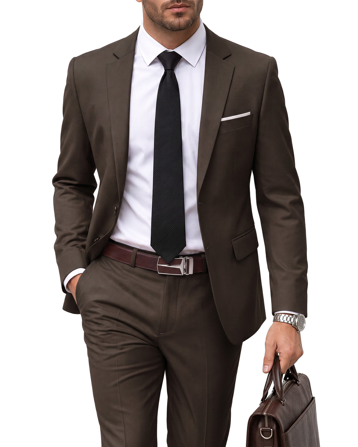 two-button suit jacket paired with a pair of pants