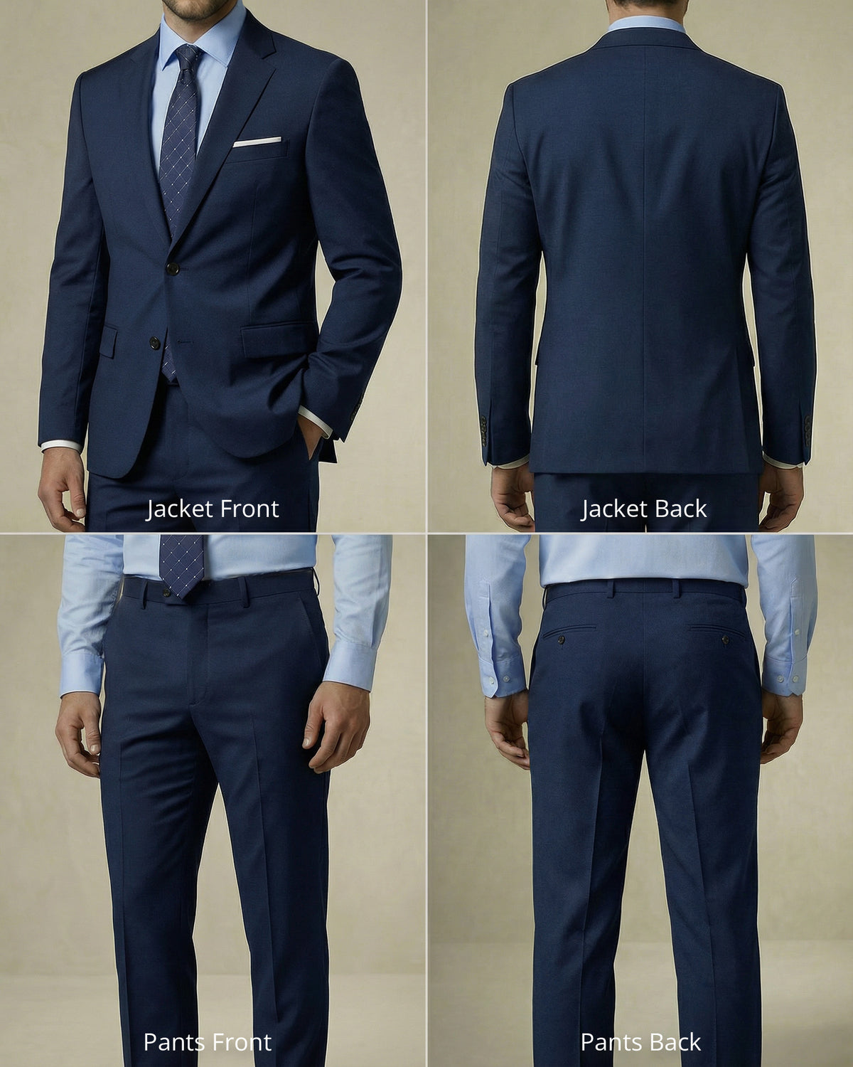 two-button suit jacket paired with a pair of pants
