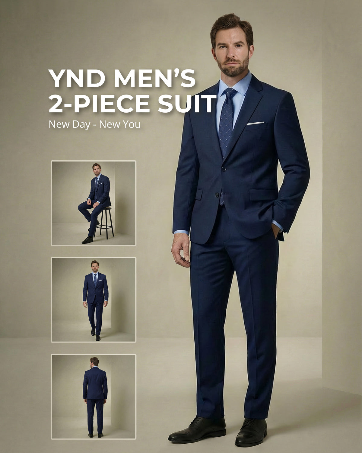 two-button suit jacket paired with a pair of pants