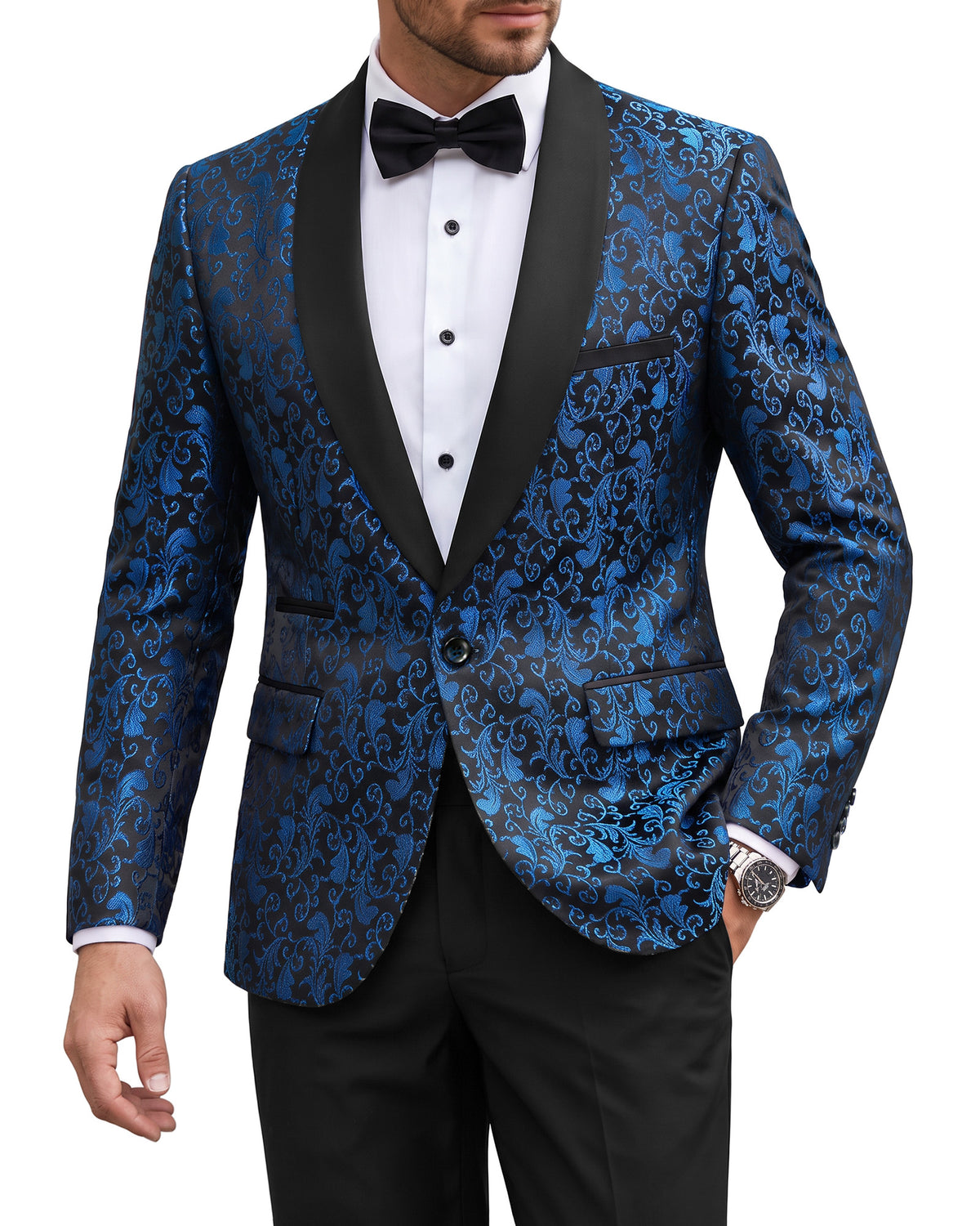  one-button shawl lapel floral jacket, and matching pants