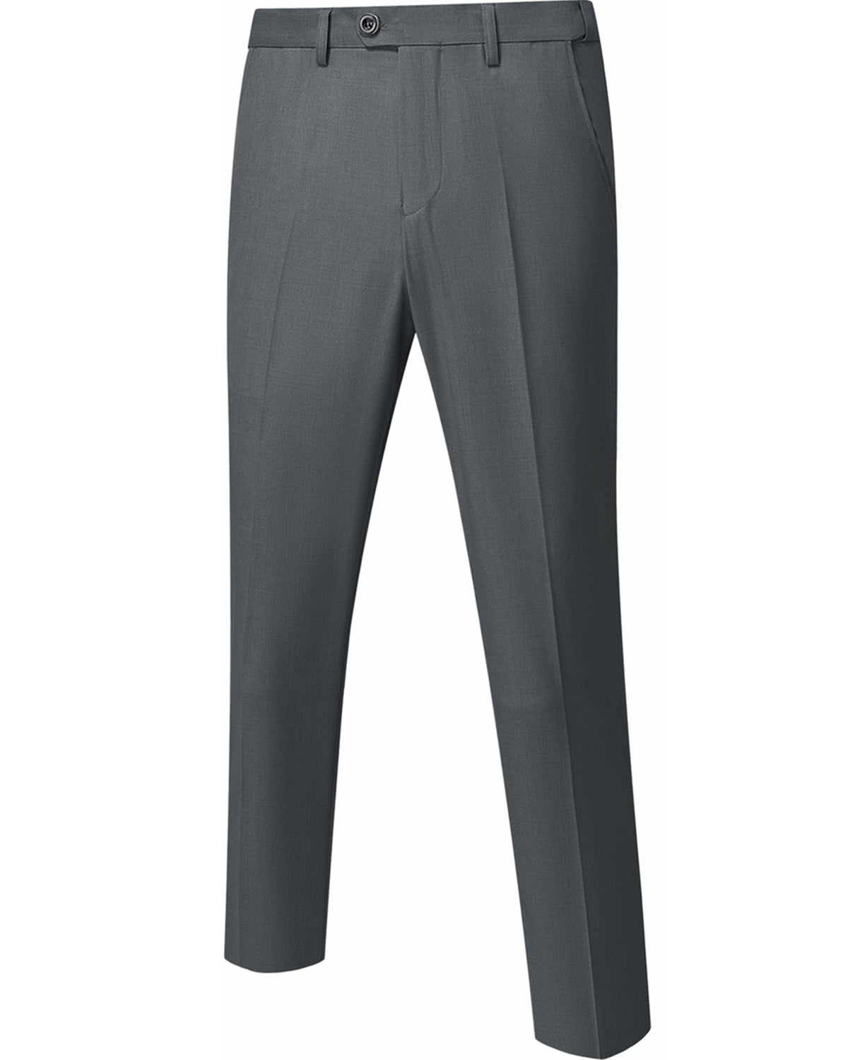 two-button suit jacket with a matching vest and pants