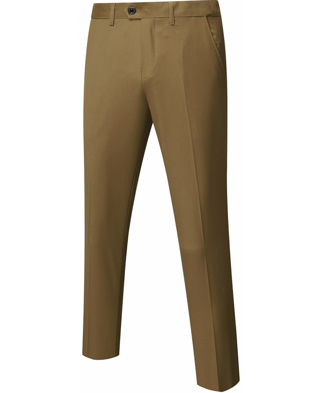 two-button suit jacket with a matching vest and pants