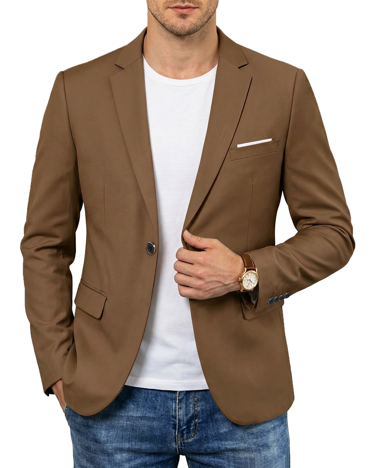 one-button suit jacket