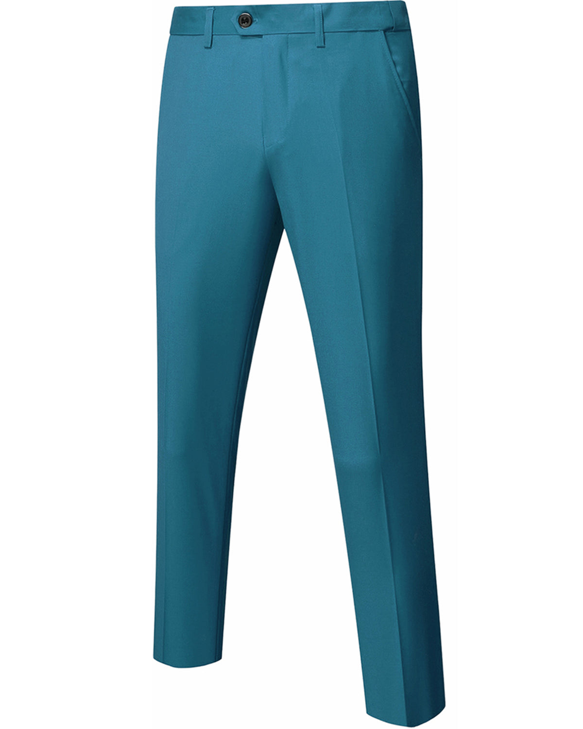 two-button suit jacket with a matching vest and pants