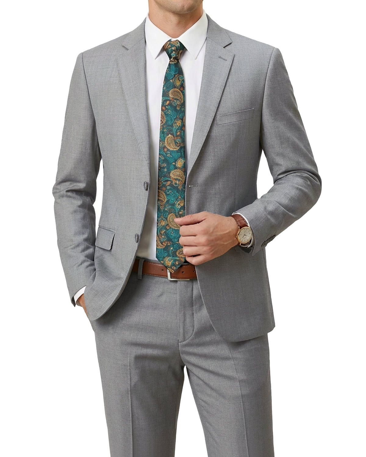 YND Men's Wool Suit Set, 2 Piece Slim Fit, Two Button Solid Jacket Pants