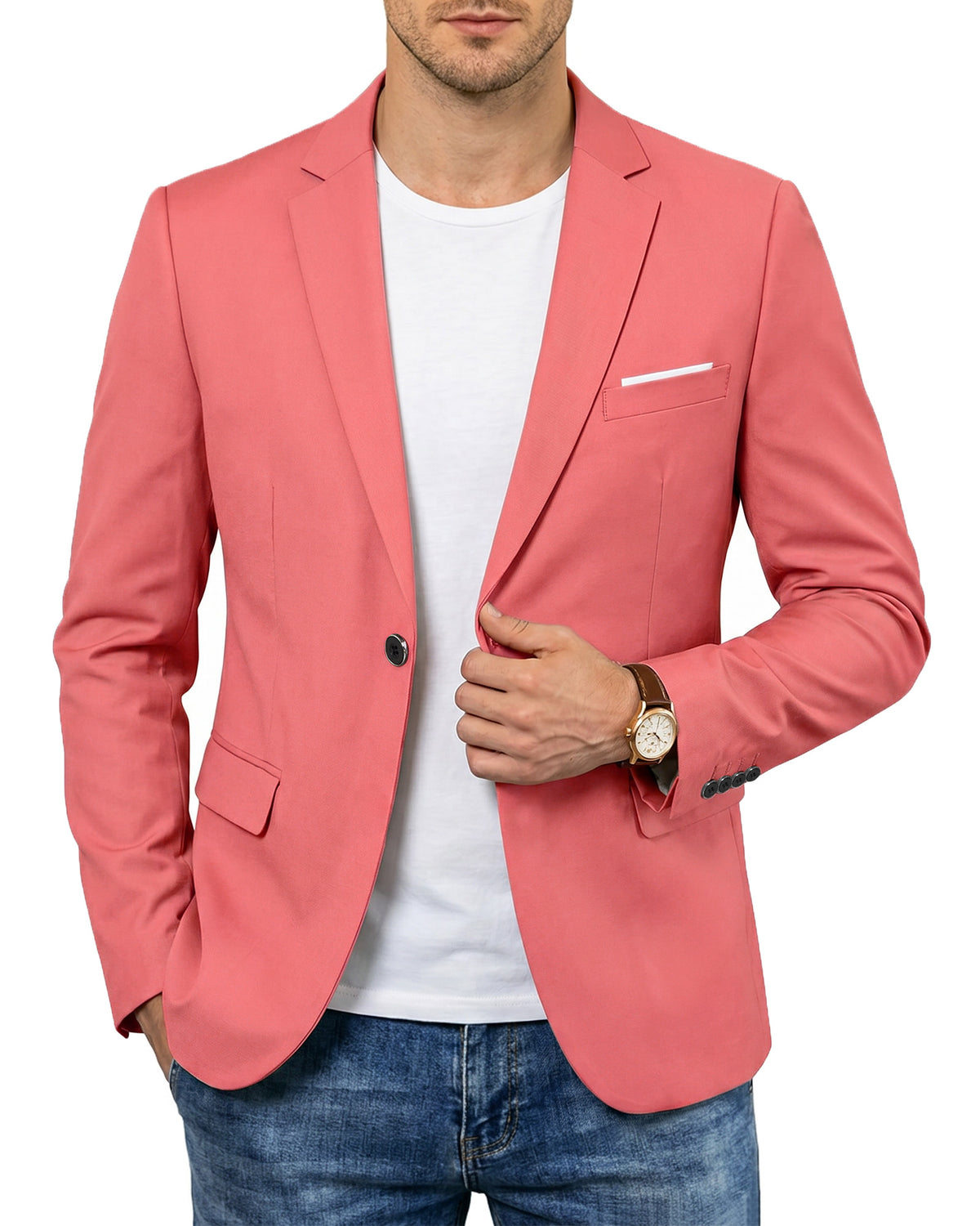 one-button suit jacket