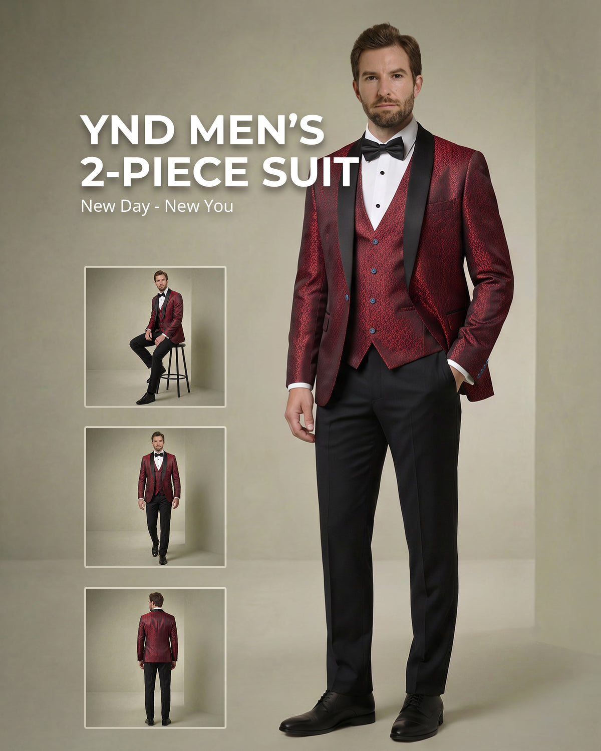 one-button jacket, matching vest, and pants
