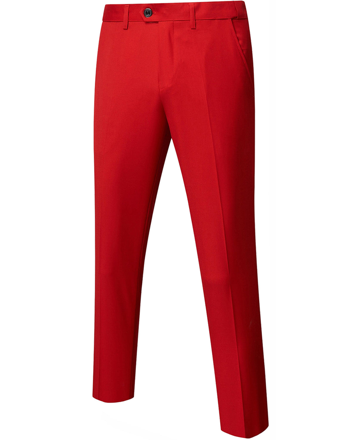 two-button suit jacket with a matching vest and pants