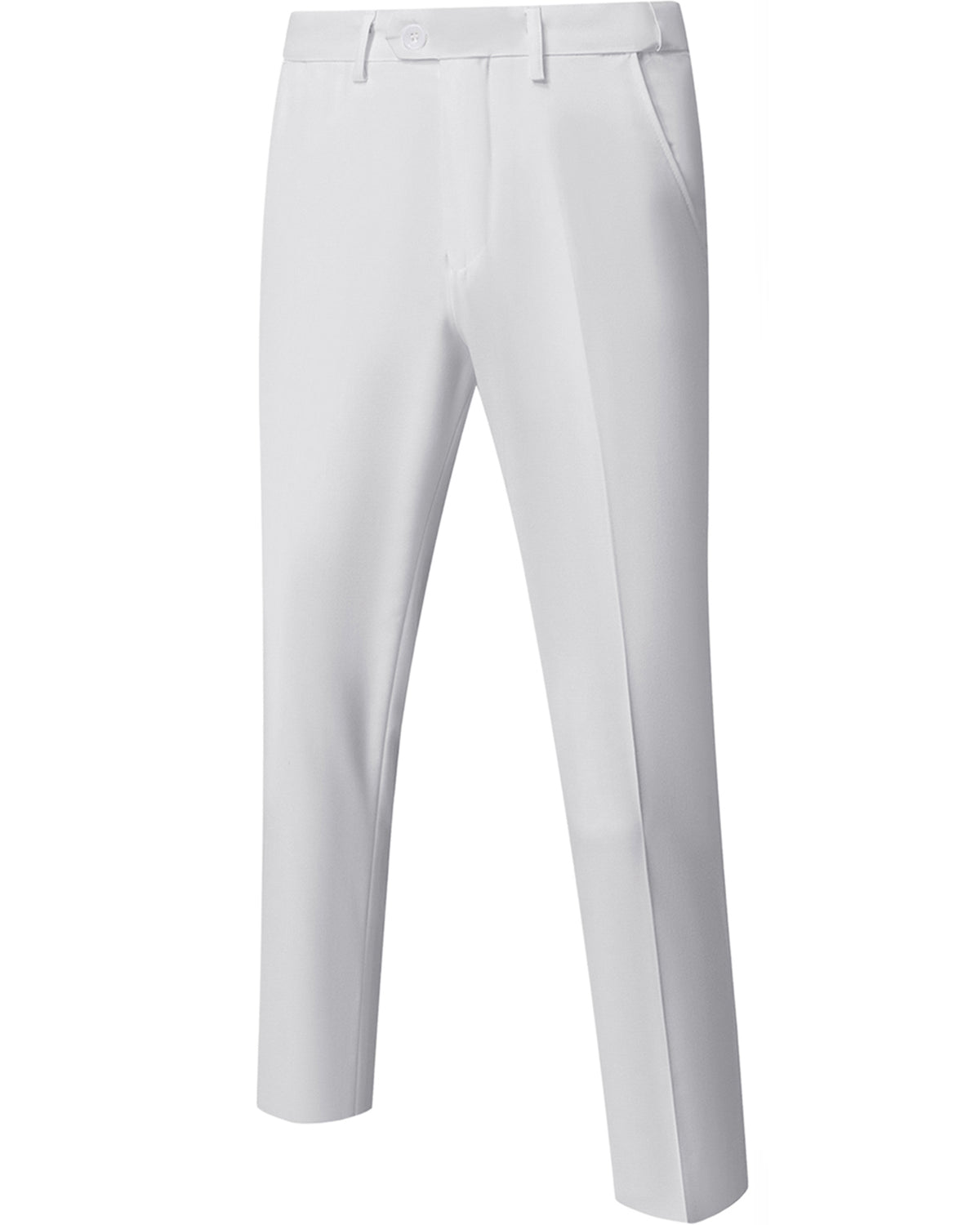 two-button suit jacket with a matching vest and pants