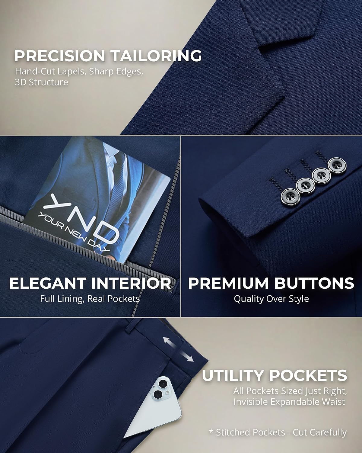 YND one-button two-piece suit — detail 3