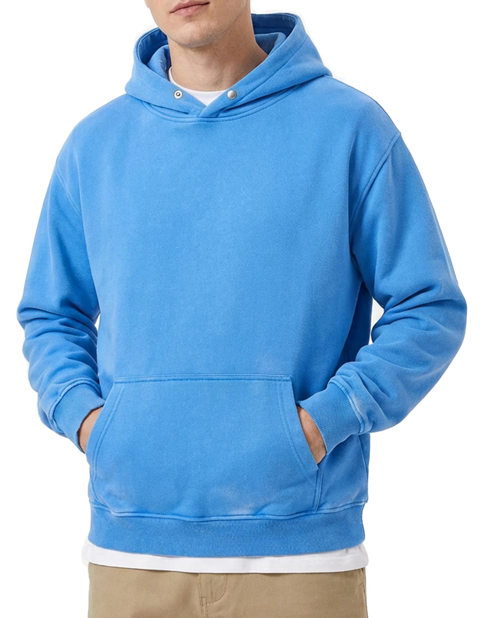 YND Men's Oversized Acid-Wash Hoodie — Blue