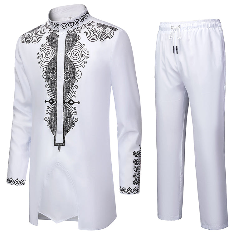 White YND dashiki outfit with silver details.