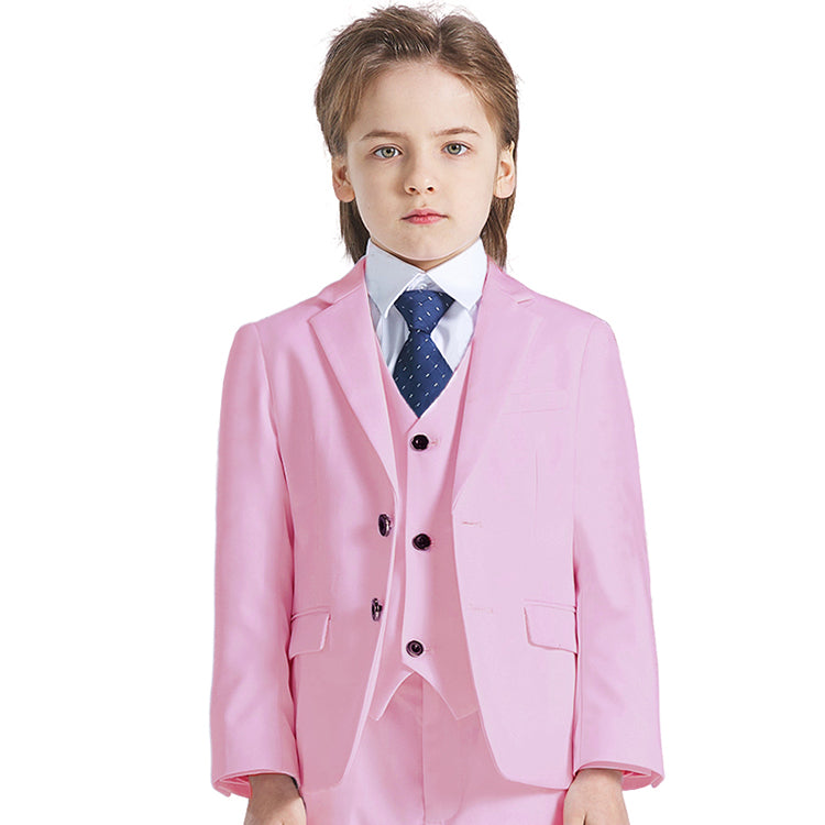 A boy wearing a pink YND suit.
